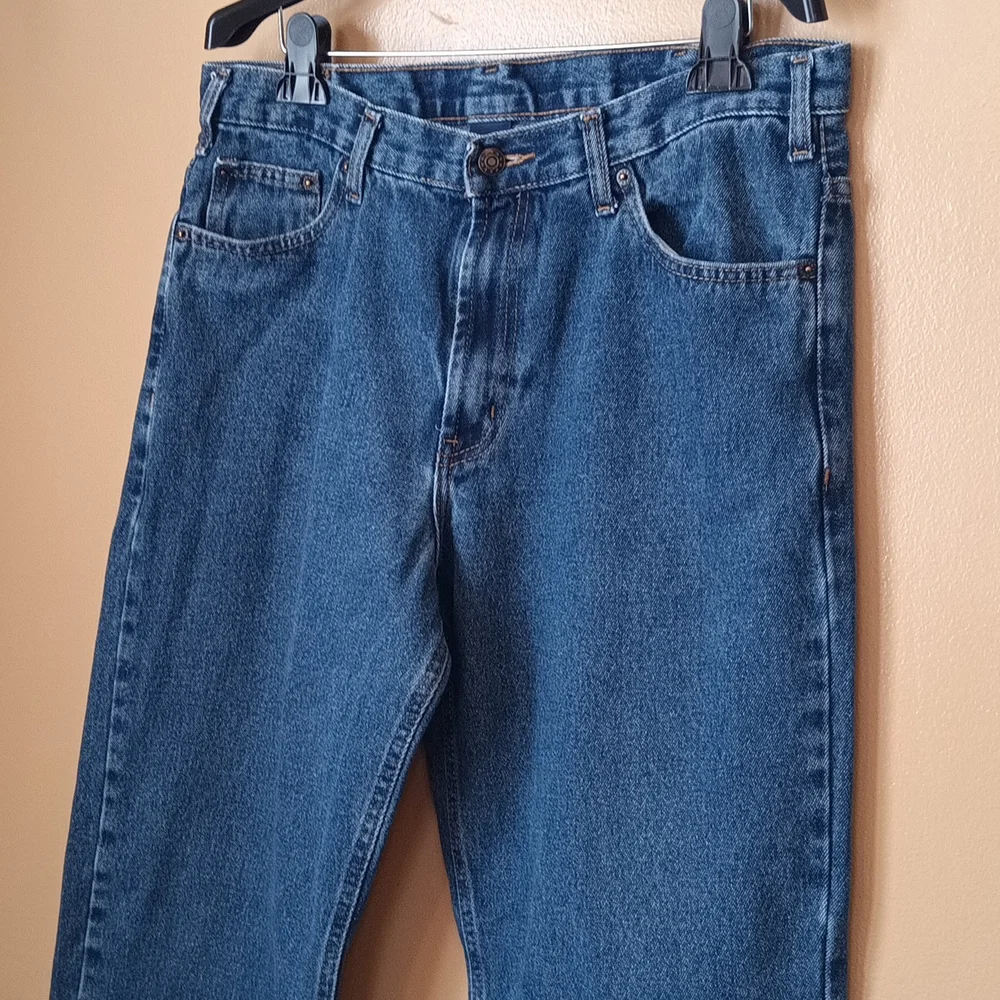 Mens Sz 36X32 Denim blue jeans relaxed classic straight leg jeans 100% cotton - Picture 4 of 8